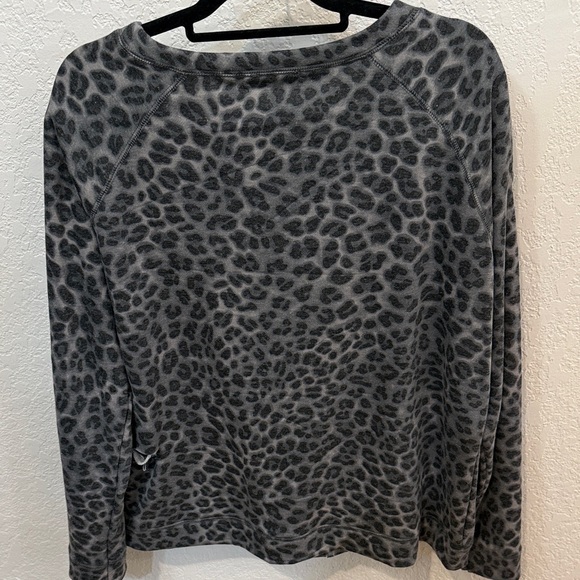 Black and Gray Distressed Cheetah Print Sweatshirt, Size Large - Picture 3 of 10